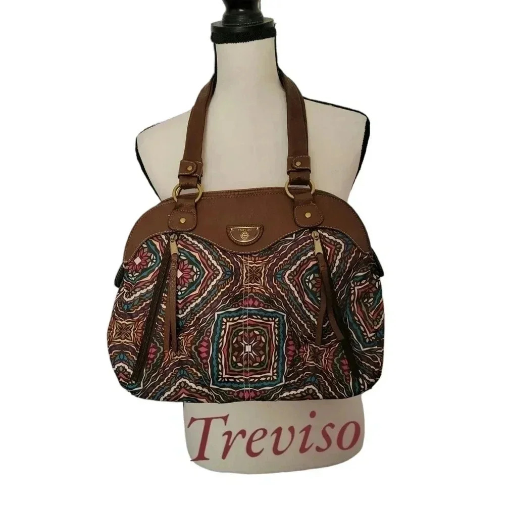 Treviso Multicolored Geometric Slouch Purse